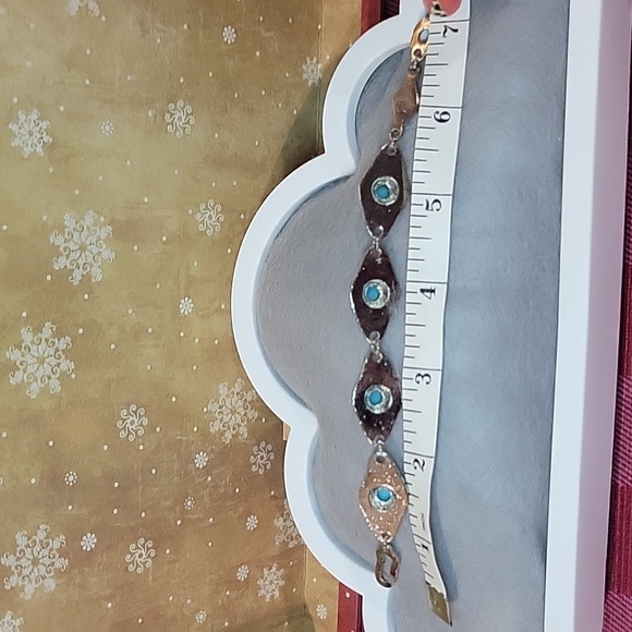 Silver-toned + Blue Bead bracelet - Picture 6 of 6